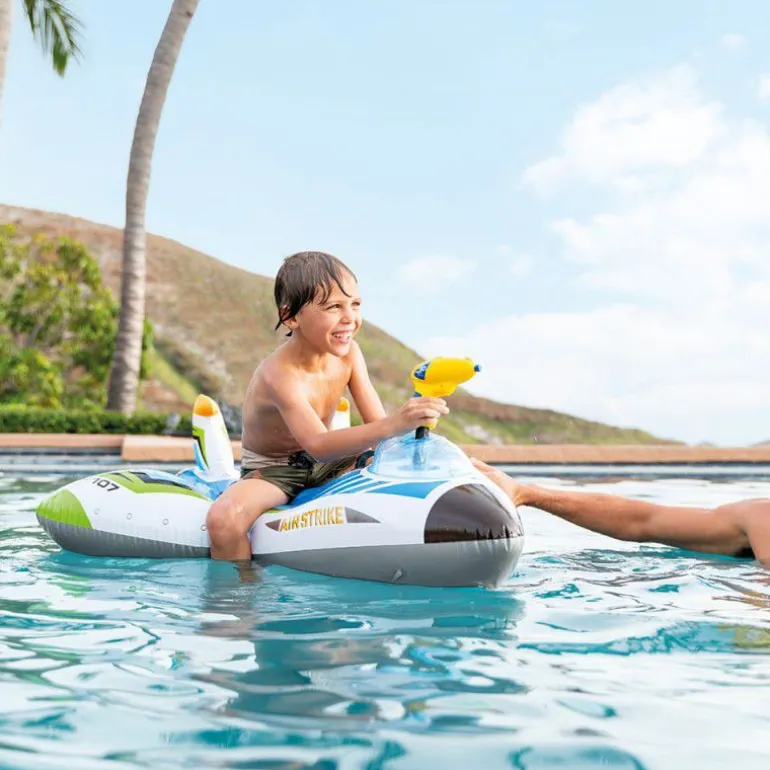 Intex Oppblåsbar Ride-On Blått Fly m/ vannpistol 117x117cm fra 3 år