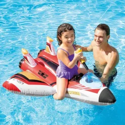 Intex Oppblåsbar Ride-On Rødt Fly m/ vannpistol 117x117cm fra 3 år