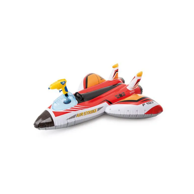 Intex Oppblåsbar Ride-On Rødt Fly m/ vannpistol 117x117cm fra 3 år