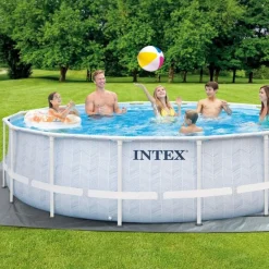 Intex Premium Prism Frame Chevron Rundt Rammebasseng 488x122cm med filterpumpe