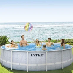 Intex Premium Prism Frame Chevron Rundt Rammebasseng 488x122cm med filterpumpe