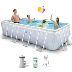 Intex Prism Frame Chevron Rektangulært Rammebasseng 400x200x100cm med filterpumpe