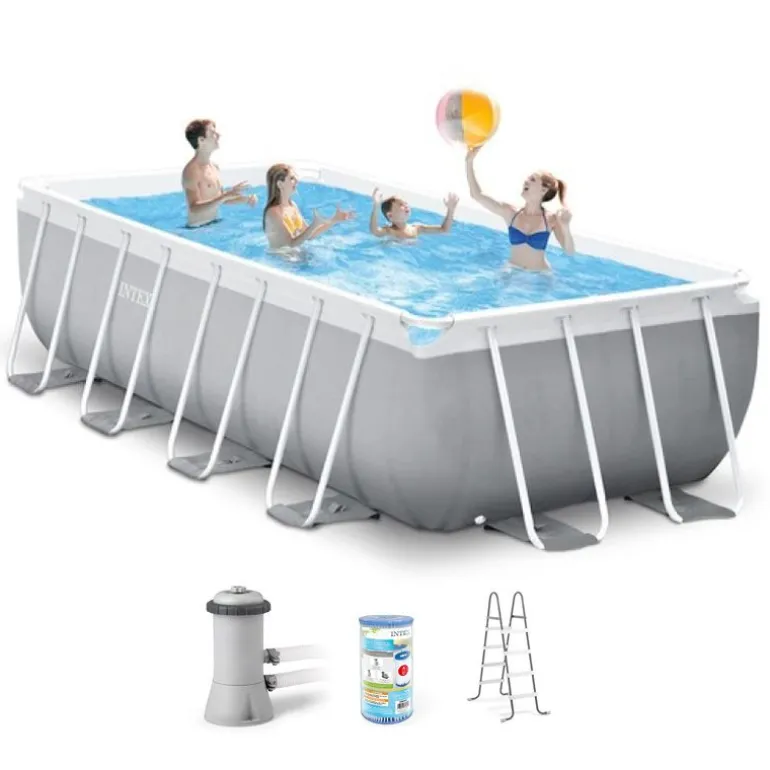 Intex Prism Frame Rektangulært Rammebasseng 488x244x107cm med filterpumpe
