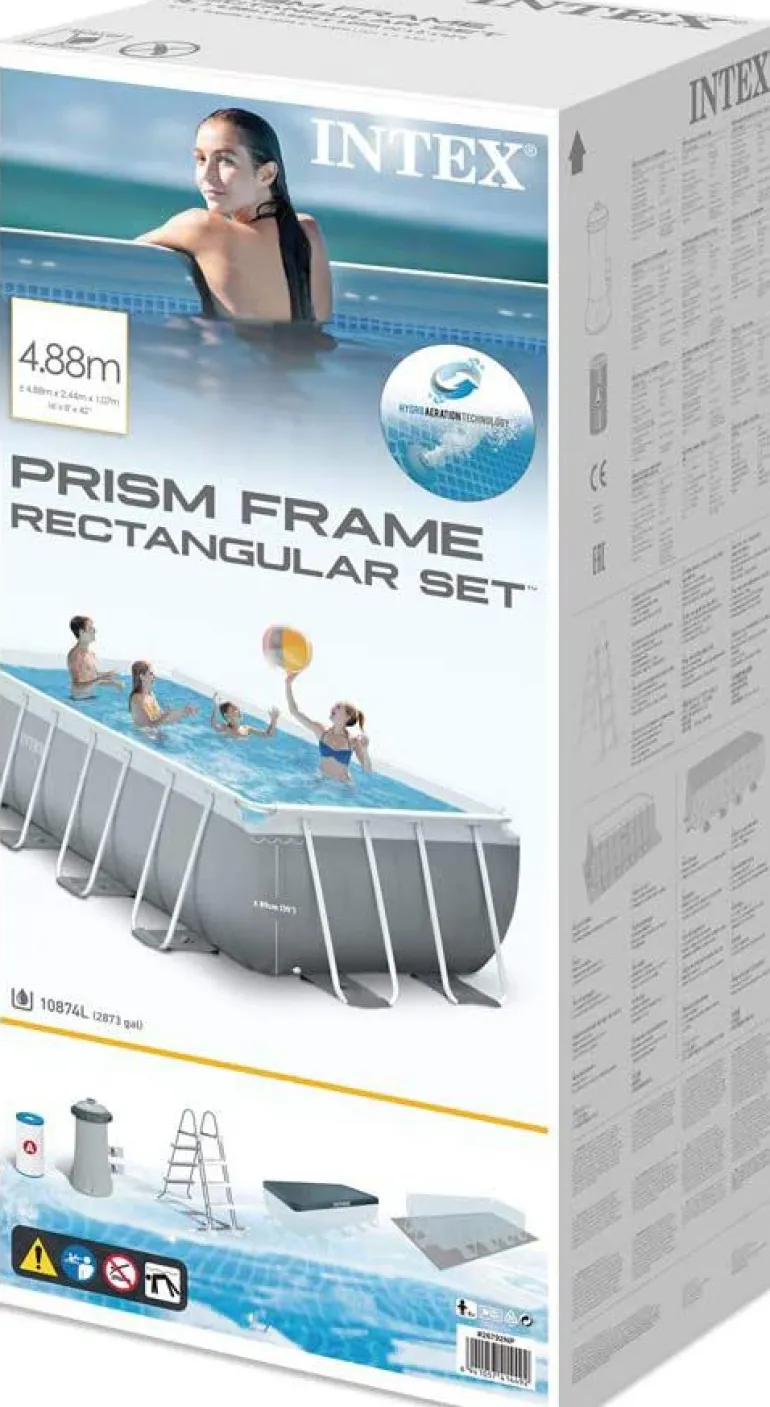 Intex Prism Frame Rektangulært Rammebasseng 488x244x107cm med filterpumpe