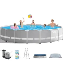 Intex Prism Frame Rundt Rammebasseng 549x122cm med filterpumpe