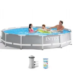 Intex Prism Frame Rundt Rammebasseng 366x76cm med filterpumpe