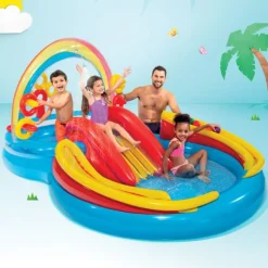 Intex Rainbow Ring Oppblåsbart Bade- og Aktivitetssenter 297x193x135cm fra 3 år
