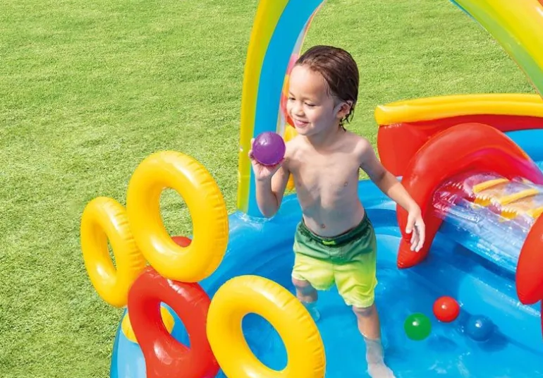 Intex Rainbow Ring Oppblåsbart Bade- og Aktivitetssenter 297x193x135cm fra 3 år