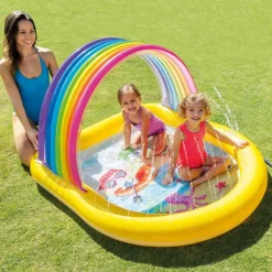 Intex Regnbue barnebasseng med vannsprut 147x130x86 cm fra 2 år