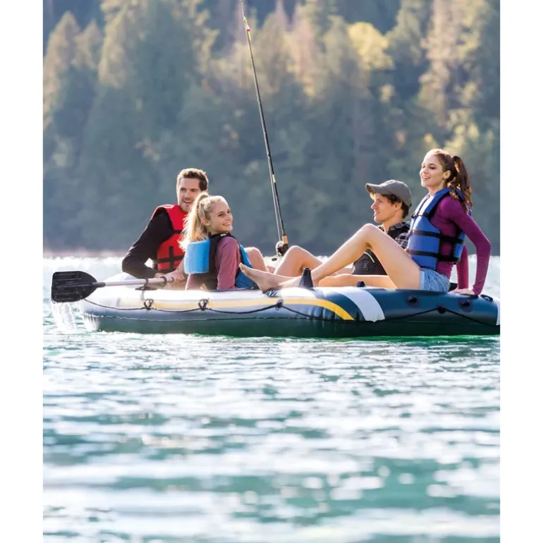 Intex Seahawk 4 gummibåt med deluxe aluminiums årer og pumpe