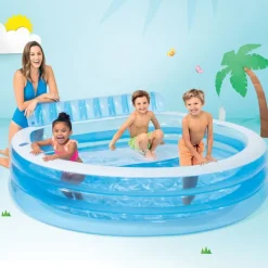 Intex Swim Center Oppblåsbart badebasseng med lounge 229x218x79 cm fra 3 år