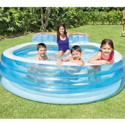 Intex Swim Center Oppblåsbart badebasseng med lounge 229x218x79 cm fra 3 år