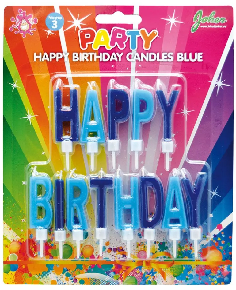 Kakelys "Happy Birthday" (blå)