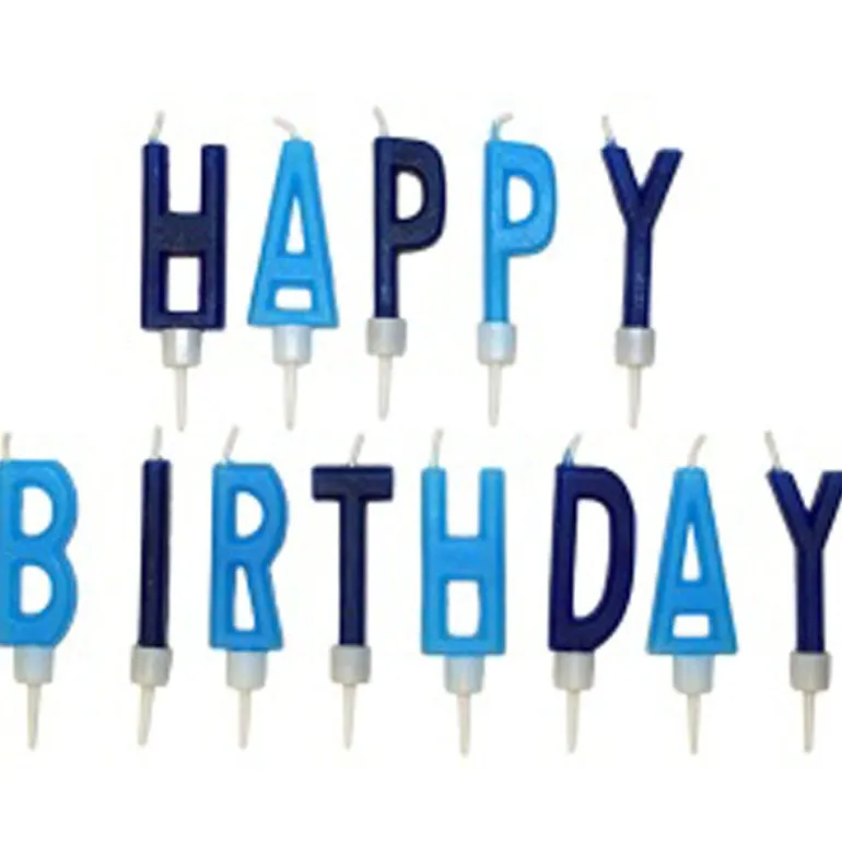 Kakelys "Happy Birthday" (blå)