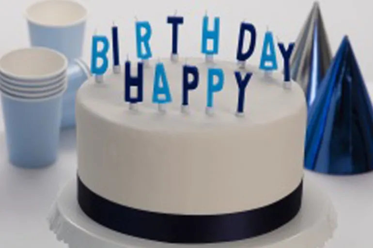 Kakelys "Happy Birthday" (blå)