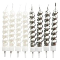 Kakelys Twist 8stk - Sølv / Hvit