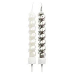 Kakelys Twist 8stk - Sølv / Hvit