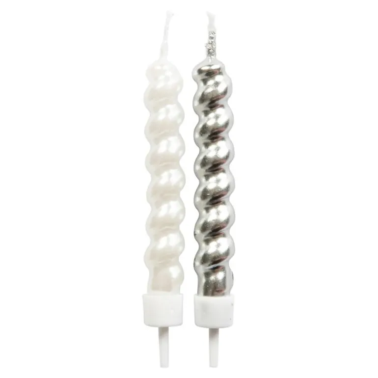 Kakelys Twist 8stk - Sølv / Hvit