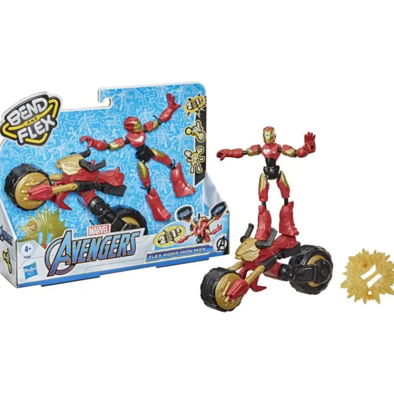 Marvel Avengers Bend and Flex figur 15 cm - Iron Man med motorsykkel
