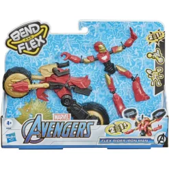 Marvel Avengers Bend and Flex figur 15 cm - Iron Man med motorsykkel