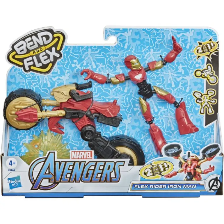 Marvel Avengers Bend and Flex figur 15 cm - Iron Man med motorsykkel
