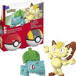 MEGA Pokémon Pokeball Byggesett 60 Deler - Bulbasaur & Meowth