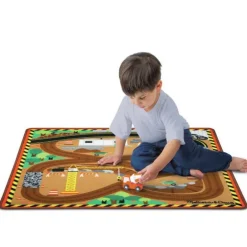 Melissa & Doug - Bilteppe Byggeplass 99x91 cm med 3 biler i tre