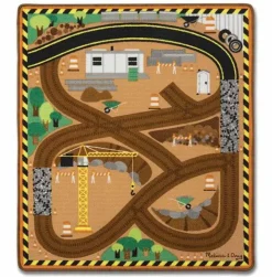 Melissa & Doug - Bilteppe Byggeplass 99x91 cm med 3 biler i tre