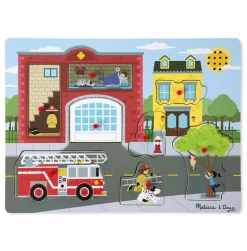 Melissa & Doug Puslespill med lyd 8 Brikker - Around the Fire Station