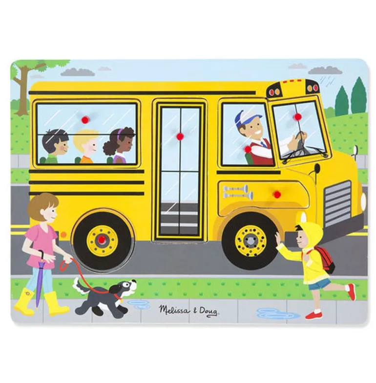 Melissa & Doug Trepuslespill med lyd 6 Brikker - The Wheels on the Bus fra 2 år
