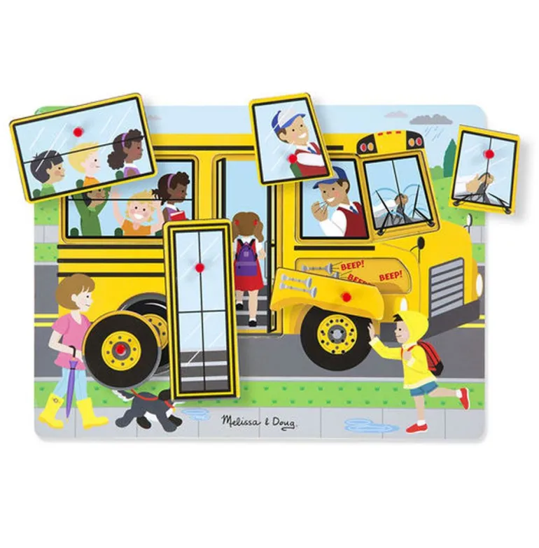 Melissa & Doug Trepuslespill med lyd 6 Brikker - The Wheels on the Bus fra 2 år