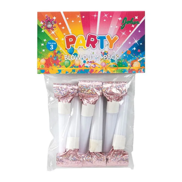 Partyfløyter 6-pakning - Rosa