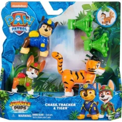Paw Patrol Jungle Pups Figursett - Chase, Tracker og Tiger
