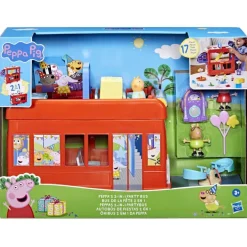 Peppa Gris 2-i-1 Lekesett m/ 3 figurer og 15 tilbehør - Partybuss