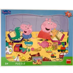 Peppa Gris Puslespill 12 Brikker - Peppa og Georg Leker