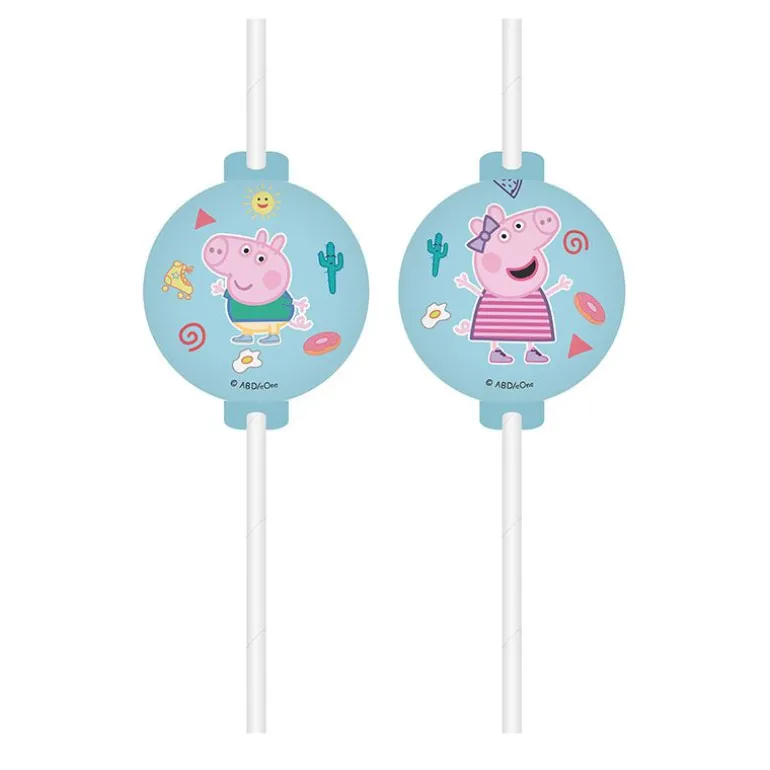 Peppa Gris Sugerør med dekor 4 stk