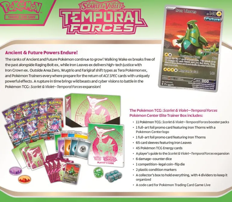 Pokémon TCG SV5: Temporal Forces Elite Trainer Box - Iron Leaves
