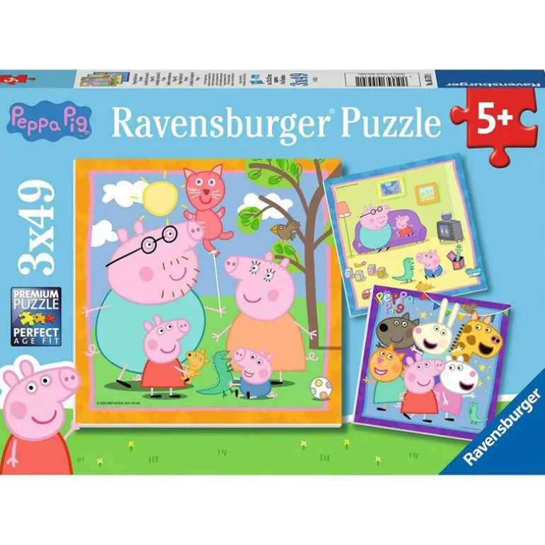 Ravenburger Puslespill 3x49 Brikker - Peppas' Familie og Venner