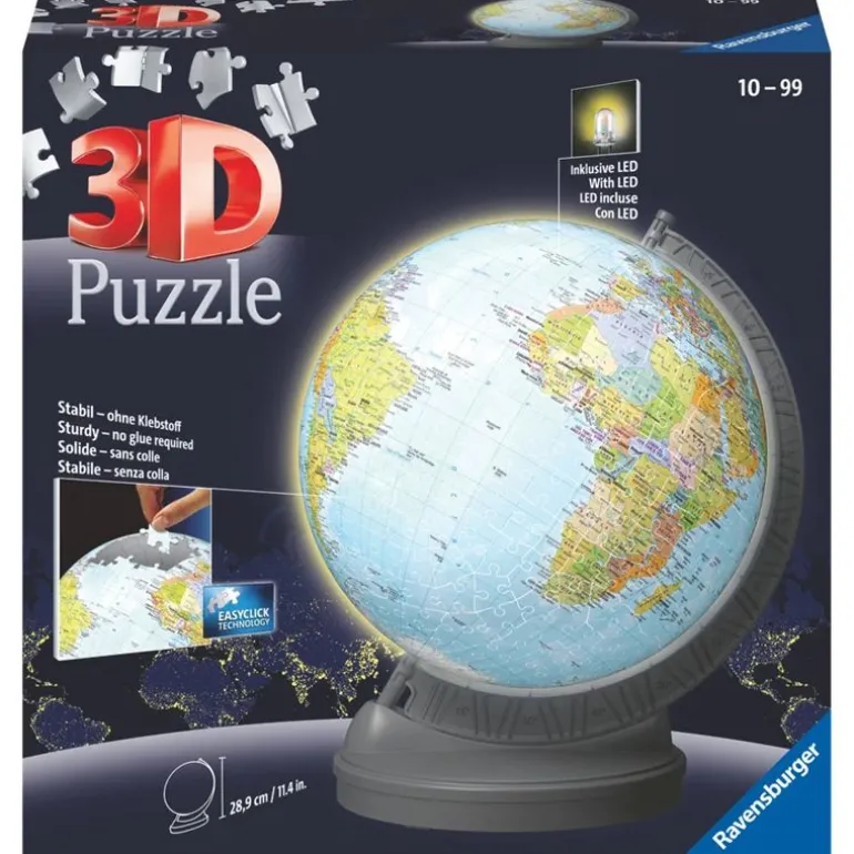 Ravensburger 3D Puslespill 540 Brikker - Globe m/ lys