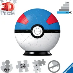 Ravensburger 3D Puslespill 55 Brikker - Pokémon Great Ball