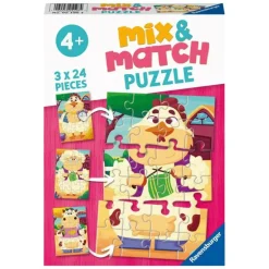 Ravensburger Mix & Match Puslespill 3x24 Brikker - Mine Bondegård Venner
