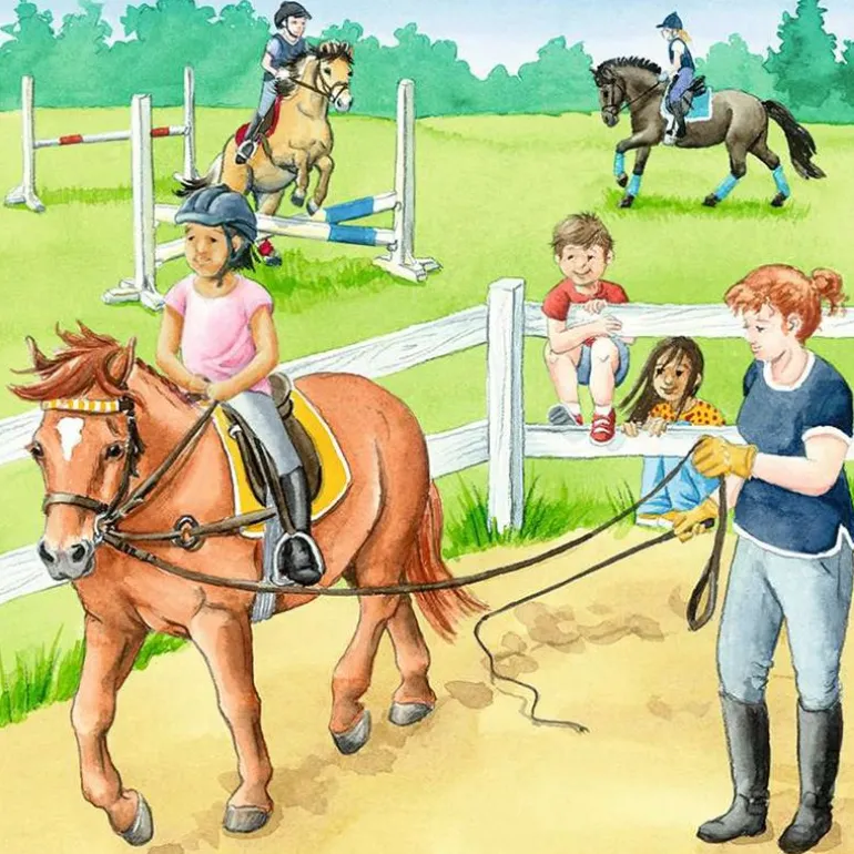 Ravensburger Puslespill 3x49 Brikker - En Dag På Rideskole