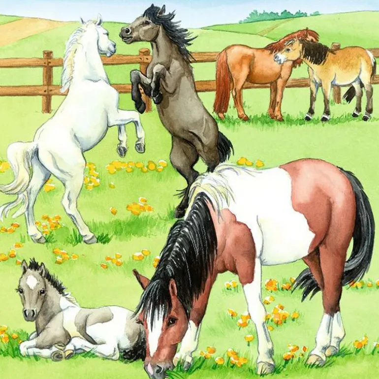 Ravensburger Puslespill 3x49 Brikker - En Dag På Rideskole