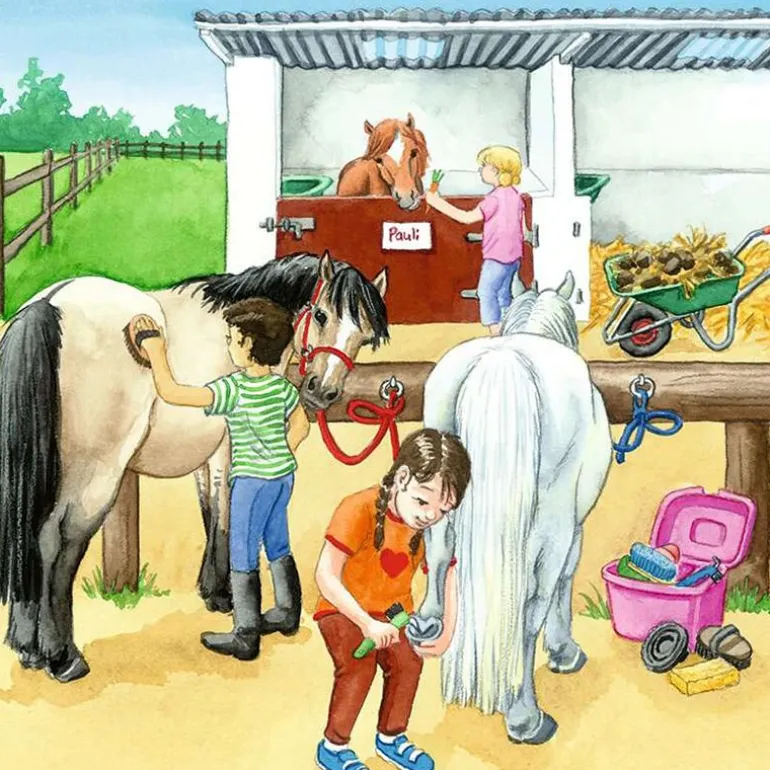 Ravensburger Puslespill 3x49 Brikker - En Dag På Rideskole