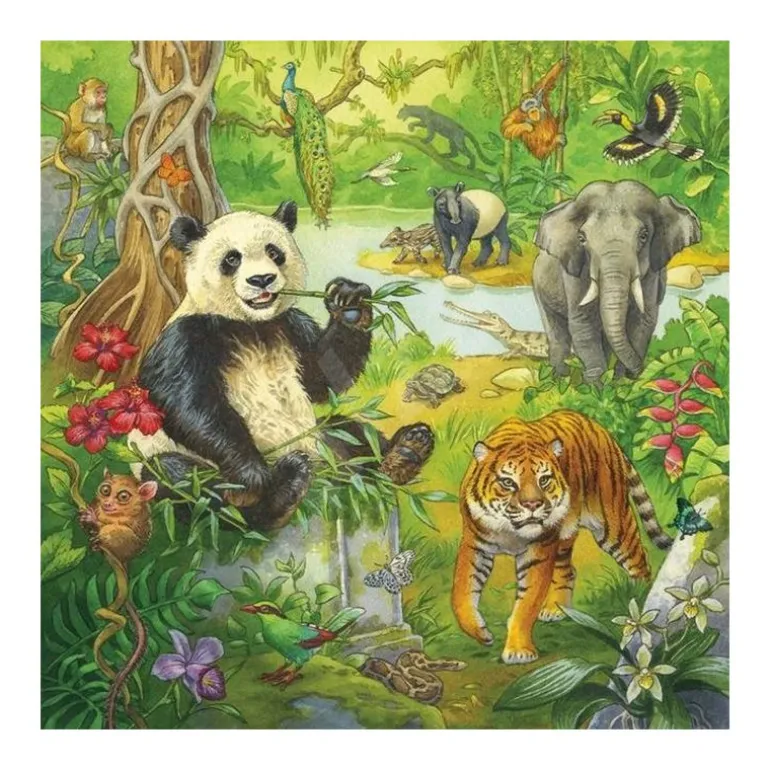 Ravensburger Puslespill 3x49 Brikker - Dyrene i Jungelen