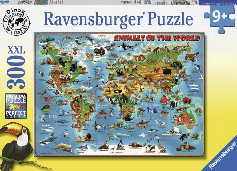 Ravensburger Puslespill 300XXL Brikker - Dyrenes Verdenskart