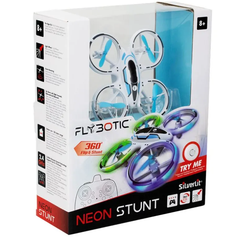 Silverlit Flybotic Drone m/ LED-lys - Neon Stunt