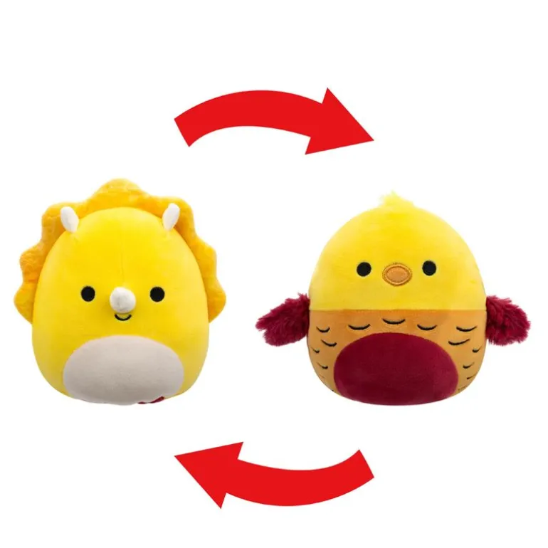 Squishmallows Flip-A-Mallow Plysj 13cm - Lancaster Triceratops / Beck Pheasant