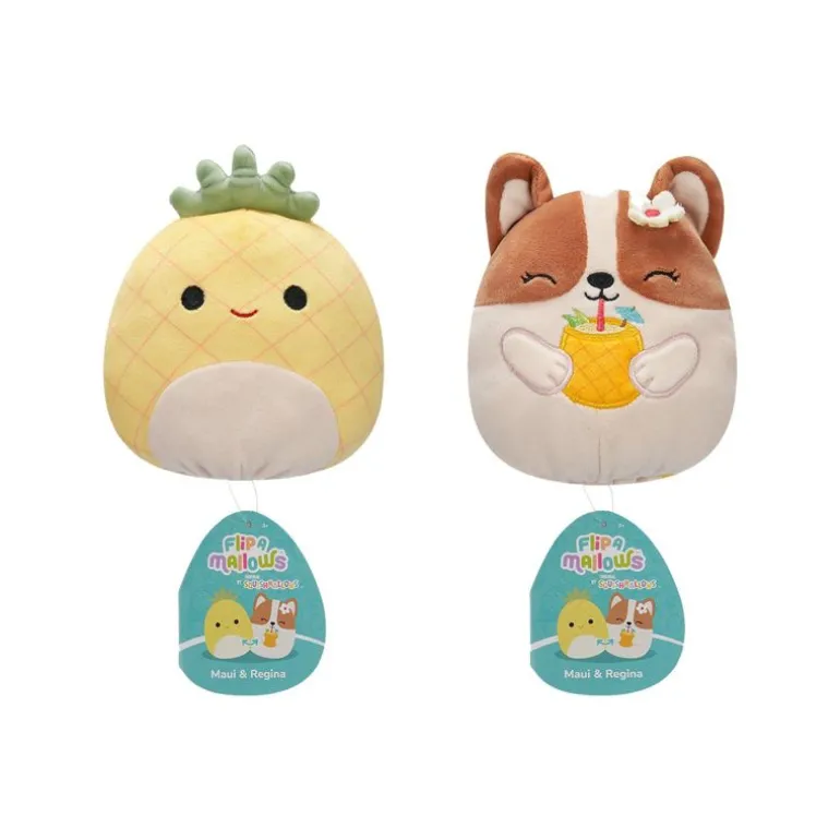 Squishmallows Flip-A-Mallows Plysjbamse 13cm - Maui og Regina