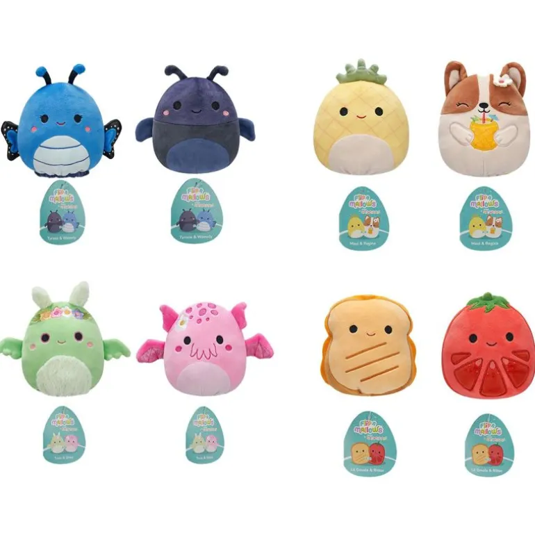 Squishmallows Flip-A-Mallows Plysjbamse 13cm - Lil Gouda og Ritter